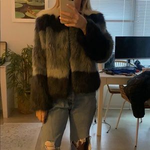 Zara shades of blue faux fur coat